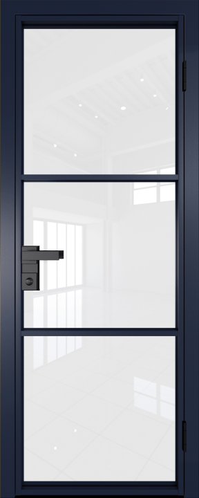 13AG Cиний матовый RAL5003 стекло Белый триплекс